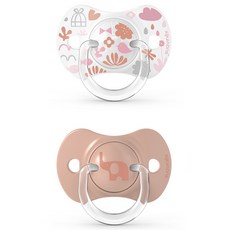 스와비넥스 유아용 메모리즈 일자형 실리콘 노리개젖꼭지 2종 세트, 2단계(6개월이상), 오렌지, 1세트