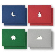 Monolike 透視系列 1 迷你卡 4款 x 2張 A套組, 01 新月, 02 樹木, 03 幸運草, 04 雲朵, 1套