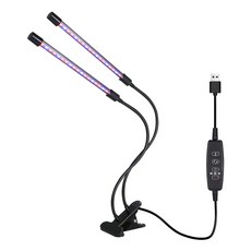 Luaz LED植物生長燈 黑色機身 3色 紅光+藍光+紫光 雙頭 6~18W, 1個