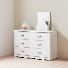 헤이몰리 줄리 다용도 높은 와이드 서랍장 방문설치, 화이트, 6단