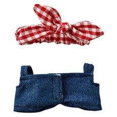 BUTTERSHOP 家庭野餐吊帶娃娃衣服套裝, 藍色 + 紅色