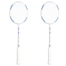 SmaxKorea 碳纖維羽毛球拍 2p + 球拍袋 + 握把布 2p 套組 藍&白, 單一商品, 1套