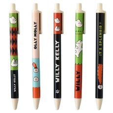 Monolike Ollymolly 凝膠筆 5件組 0.38mm, 01 Argyle, 02 Olly Molly, 03 Willy Kelly, 04 Dancing Willy, 05 Molly, 1套