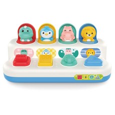 SkySunstar 幼兒彈跳動物朋友觸控躲貓貓玩具, 白色等