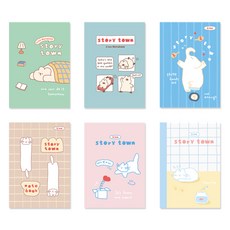 Monolike Story Town Afternoon 迷你筆記本 A 6種套組, 混合顏色, 1套
