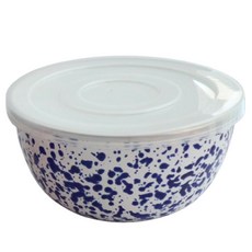 HAKOYA 大理石紋琺瑯迷你攪拌碗 16 海軍藍, 1個, 攪拌碗 + 蓋子