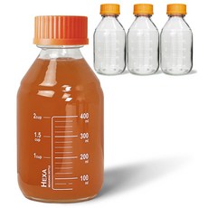 미르코리아 헥사 눈금 유리병 오렌지캡, 4개, 500ml
