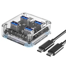 ORICO 奧睿科 4埠 供電與非供電兩用 C型 USB3.2 USB集線器 MH4UC-C3, 透明(MH4UC-C3-05)