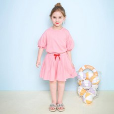 JELISPOON 女童 New Petit 字母泡泡袖上下套裝