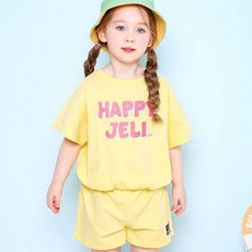 JELISPOON 女童透氣新款糖果色寬鬆版上下套裝
