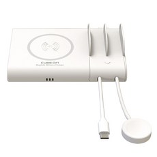 큐브온 3포트 유무선 맥세이프 고속 애플워치 무선충전기 C타입 JI-730, 화이트, 1개