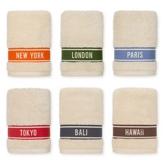 TWB 城市系列面巾 40支 6款, 紐約, 倫敦, 巴黎, 東京, 峇里島, 夏威夷, 1套