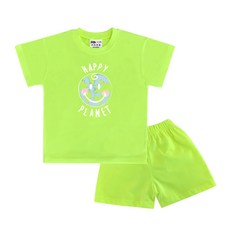 키즈크루 아동용 통기성 뭉게스마일 반팔 상하의 세트