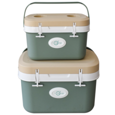 livingovoje Table Bunker 保冷箱 11L + 25L 套組, 綠色 + 米色