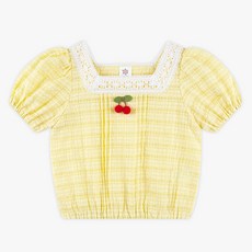 WALTONKIDS 女童涼感浪漫蕾絲櫻桃上衣