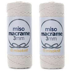 misoknit Macrame 編織線 3mm, 39 象牙白, 2個