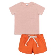 Yurabi 女童口袋短袖T恤短褲上下套裝