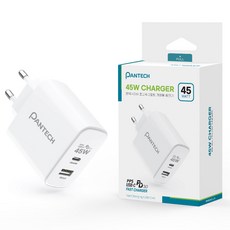 PANTECH 45W 超高速2孔家用充電器, 1個, 白色