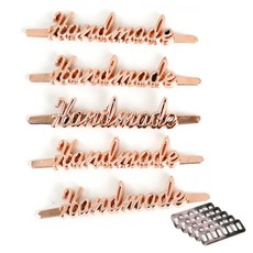 CheongsongTteugaesil 草寫體手工金屬標籤組, 粉紅色, 1套