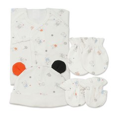 babybear 嬰幼兒用 Gomi 紗布衣 + 護手套 + 護腳套 + 新生兒帽套組
