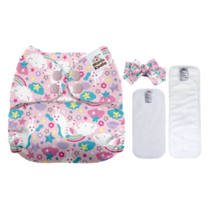 Mama Koala 成長型口袋式布尿布 適合3.5-15公斤寶寶, 粉紅獨角獸, 1組