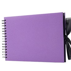 UNHAVE 蝴蝶結點綴活頁線圈相簿 10 紫色 長款, 30張, 10 紫色 長款(黑色)