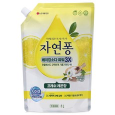 [비건라이프] 자연퐁 베이킹소다 파워 3X 주방세제 프레쉬 레몬향 리필, 1개, 1L 생활용품/청소/주방세제 반품 최저가 4,840원