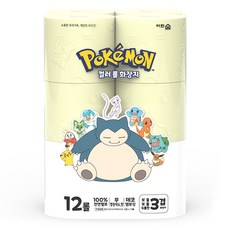 eorinsum 寶可夢彩色天然紙漿3層高級捲筒衛生紙, 12捲, 25m, 1個