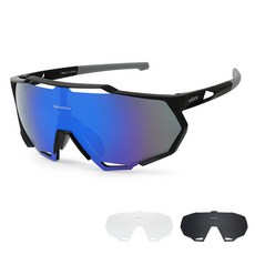 Oaklans 運動太陽眼鏡鏡框 + 3種鏡片組 QX70, 黑色(鏡框), 藍色(鏡片), 1個