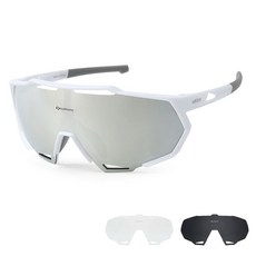 Oaklans 運動太陽眼鏡鏡框 + 3種鏡片組 QX70, 白色(鏡框), 銀色(鏡片), 1個