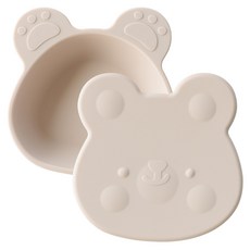 Bellable Gomi 嬰兒副食品餐具組, 米色, 1套, 吸盤碗 + 蓋子