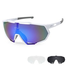 Oaklans 運動太陽眼鏡鏡框 + 3種鏡片組 QX70, 白色(鏡框), 藍色(鏡片), 1個