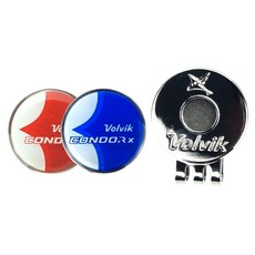 Volvik Condor高爾夫球標 2種 + 固定夾組, 紅色 + 藍色(球標), 1組