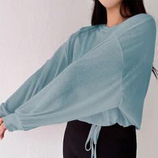 에크레아 여성용 시스루 터널 루즈핏 티셔츠