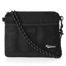 Babigongsik 旅行用網眼Sacoche迷你斜背包, 黑色