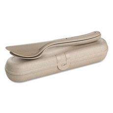 koziol KLIKK 餐具+收納盒組, 收納盒 + 湯匙 + 叉子 + 餐刀, 自然沙色, 1套