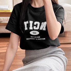 라라온 여성용 통기성 순면 레터링 반팔 티셔츠 TSP382