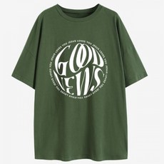 구디프 여성용 유러피안 굿뉴스 프린팅 라운드 루즈핏 반팔 티셔츠