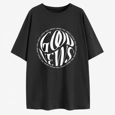 구디프 여성용 유러피안 굿뉴스 프린팅 라운드 루즈핏 반팔 티셔츠