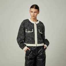 아바몰리 여성용 트위드 집업 블루슨 자켓