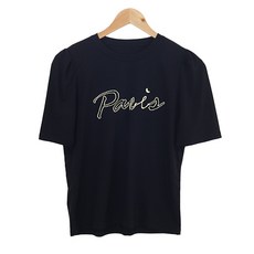 라라온 여성용 자수레터링 셔링 반팔 티셔츠 TSP392