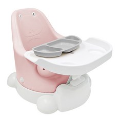 젤리맘 유아용 무나 부스터체어 + 트레이 + 카트 + 흡착식판 세트, 피치핑크(체어), 그레이(식판)