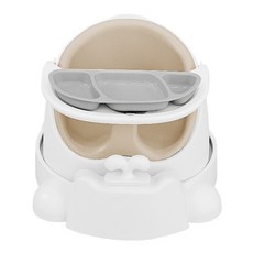 젤리맘 유아용 와이즈 체어 + 카트 + 흡착 식판 세트, 앰버베이지(의자), 그레이(식판)