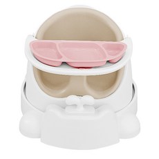 젤리맘 유아용 와이즈 체어 + 카트 + 흡착 식판 세트, 앰버베이지(의자), 핑크(식판)