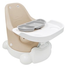 젤리맘 유아용 무나 부스터체어 + 트레이 + 카트 + 흡착식판 세트, 앰버베이지(체어), 그레이(식판)