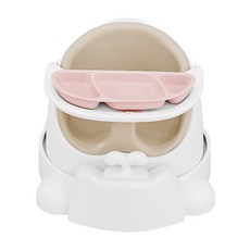 jellymom 幼兒用Wise椅+推車+吸盤餐盤組, 琥珀米色(椅子）、淡粉紅色(盤子）