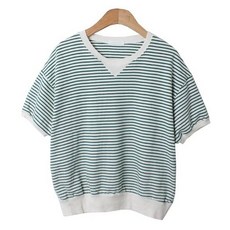 린다샵 알토이 라운드넥 단가라 반팔 맨투맨 cpt14751k42