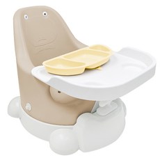 젤리맘 유아용 무나 부스터체어 + 트레이 + 카트 + 흡착식판 세트, 앰버베이지(체어), 옐로우(식판)