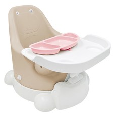 젤리맘 유아용 무나 부스터체어 + 트레이 + 카트 + 흡착식판 세트, 앰버베이지(체어), 핑크(식판)