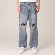 M.N.C 男士大尺碼破損寬版牛仔褲 MDIP507KD
